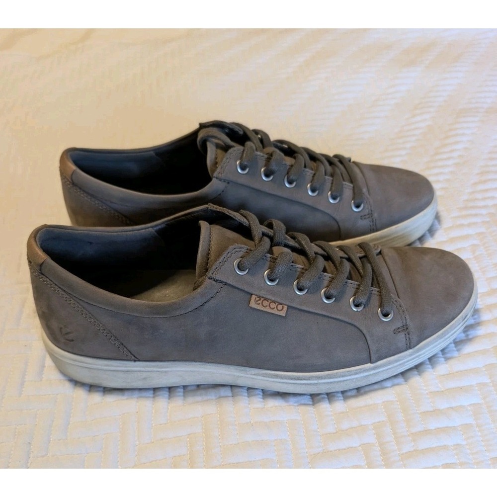 ECCO Leather Sneakers Mens 44 US 10 Gray Lace Up Comfort Walking Casual‎ Shoes